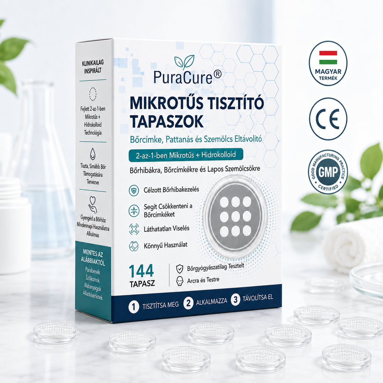 🍇2 az 1-ben mikrotűs és hidrokolloid tapasz🍀 | Kiálló anyajegyek, aknék, lapos szemölcsök és bőrnövedékek eltávolítására | Segít csökkenteni a ráncokat, hegeket és bőrhibákat | Láthatatlan tapasz az arcra és testre