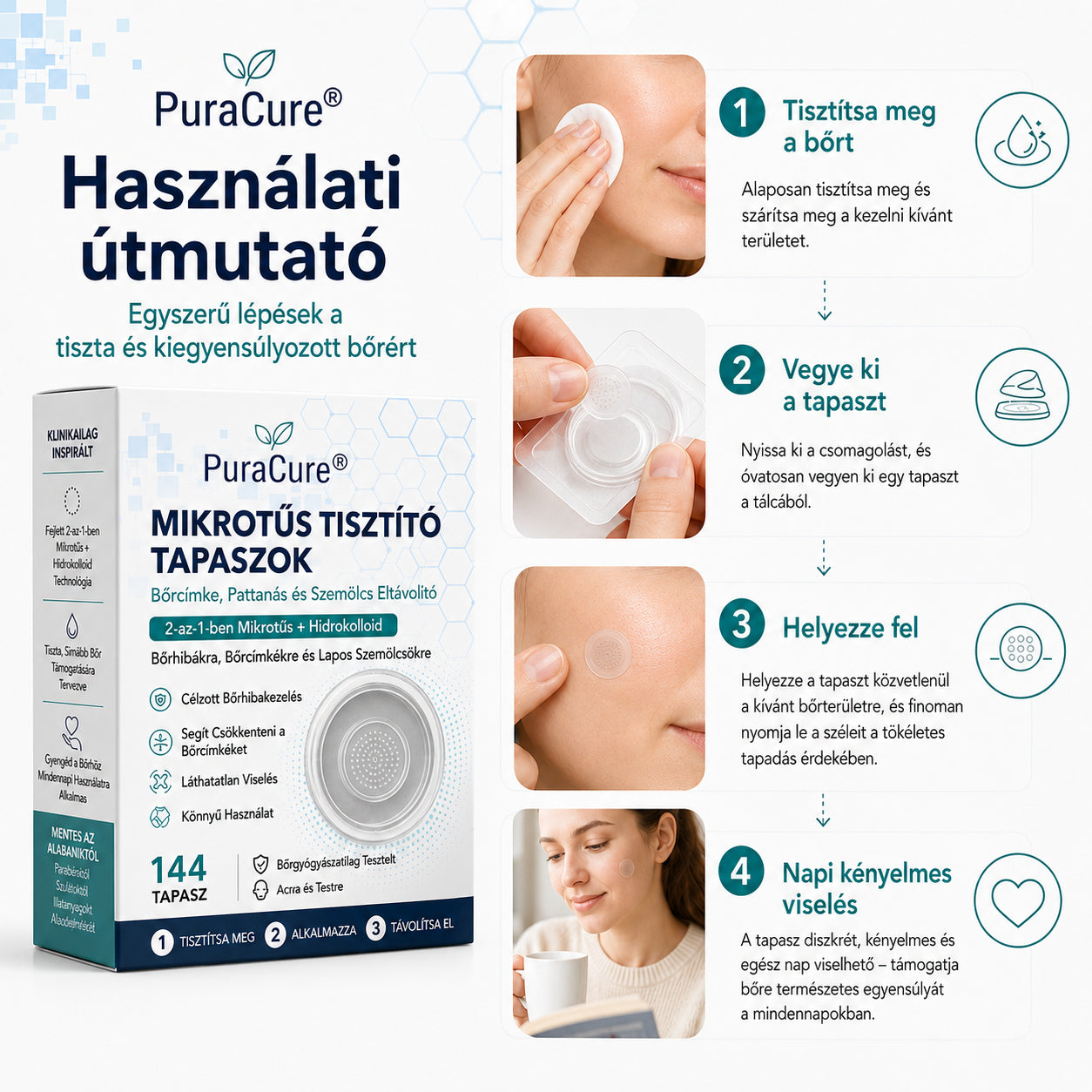 🍇2 az 1-ben mikrotűs és hidrokolloid tapasz🍀 | Kiálló anyajegyek, aknék, lapos szemölcsök és bőrnövedékek eltávolítására | Segít csökkenteni a ráncokat, hegeket és bőrhibákat | Láthatatlan tapasz az arcra és testre