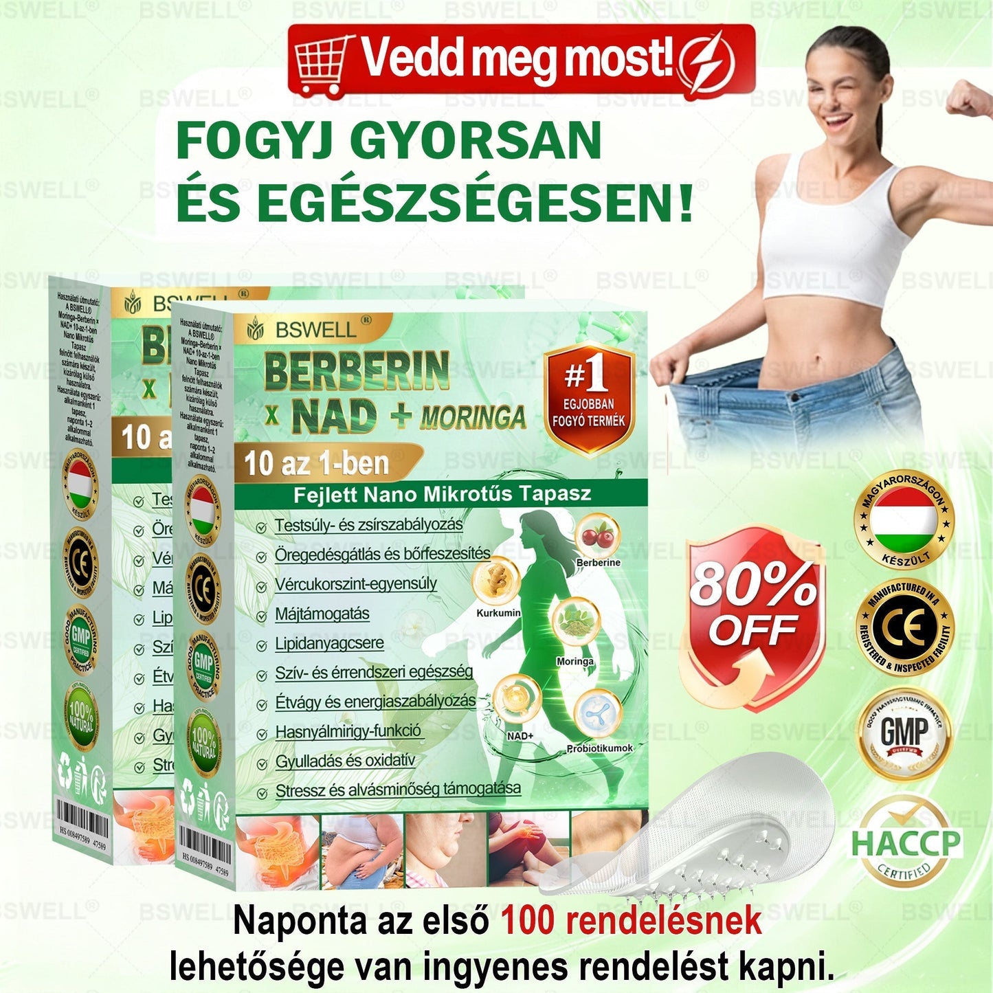 🍊🍊BSWELL® Nano mikrotűs karcsúsító tapasz (Csak naponta egyszer, látható változások 28 nap alatt) ✅ Elhízás, szív- és érrendszeri egészség, cukorbetegség, alvási apnoé, bélflóra, ízületi problémák és egyéb tünetek esetén