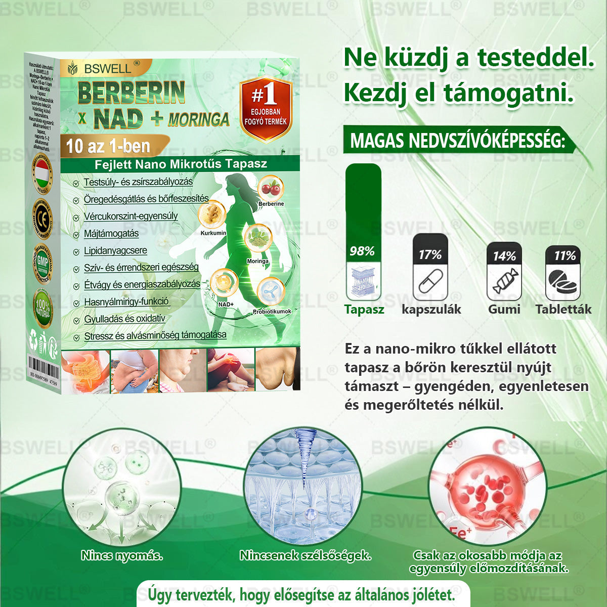 🍊🍊BSWELL® Nano mikrotűs karcsúsító tapasz (Csak naponta egyszer, látható változások 28 nap alatt) ✅ Elhízás, szív- és érrendszeri egészség, cukorbetegség, alvási apnoé, bélflóra, ízületi problémák és egyéb tünetek esetén