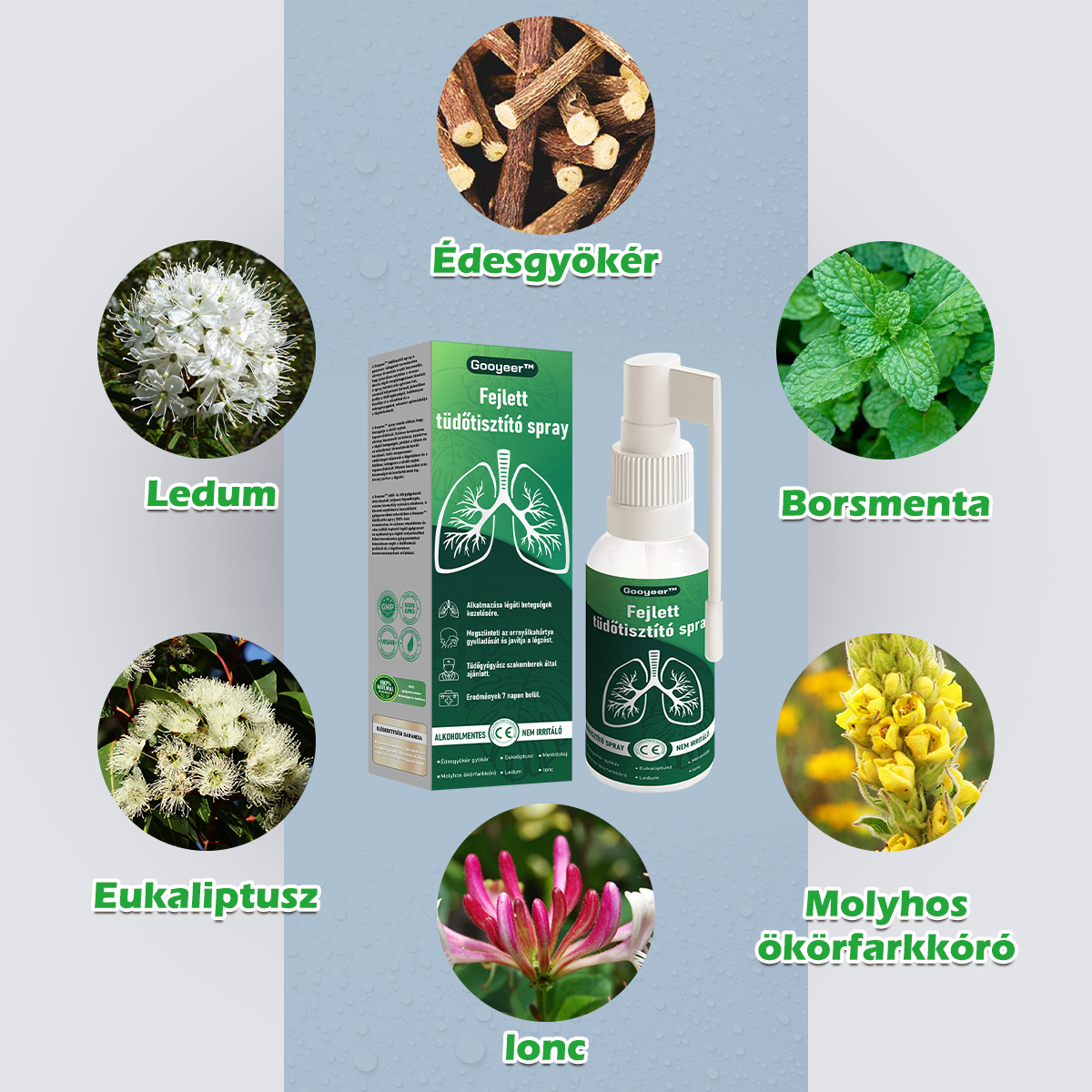 🍈𝐆𝐨𝐨𝐲𝐞𝐞𝐫™ Fejlett Tüdőtisztító Spray -Támogatja a tüdő, a hörgők és az orrmelléküregek egészségét, elősegíti a légzőrendszer egészségét és a könnyebb légzést